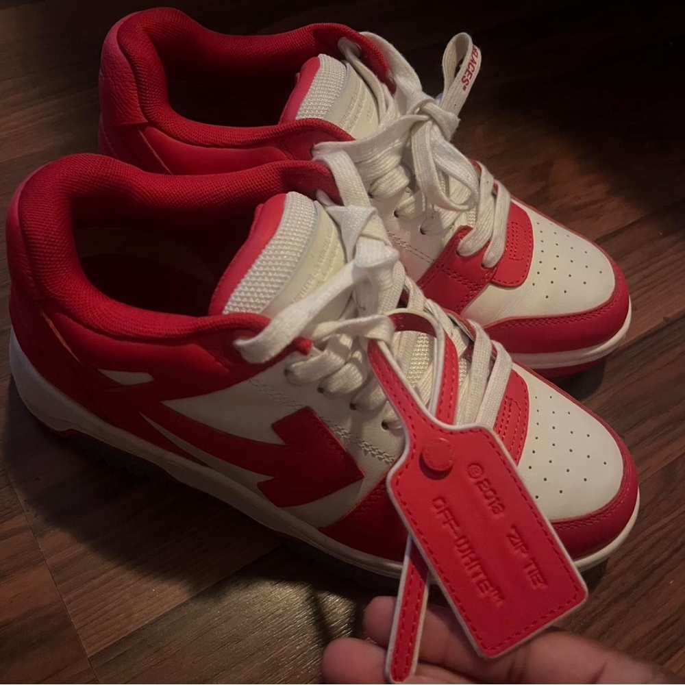 Off-White Red and White Sneakers with Tag